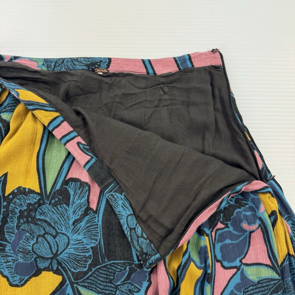 Free People Bring Back The Summer Maxi Skirt Floral High Low Ruffle Rayon - Picture 3 of 10